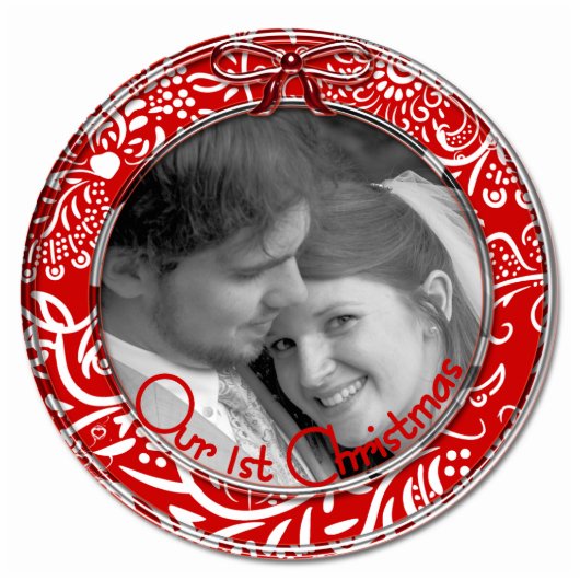 Ons eerste Ornament rood Fotobeeldje Ornament (Voorkant)