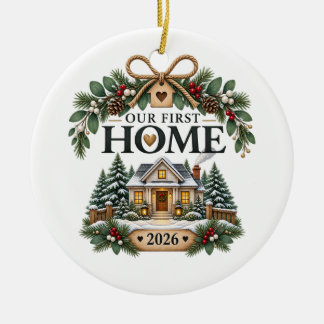 Ons Eerste Thuis Ornament, Nieuw Thuis Kerst Siera Keramisch Ornament