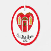 Ons eerste thuisjaar op maat metalen ornament (Voorkant links)