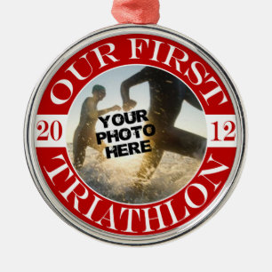 Ons eerste triatlon metalen ornament
