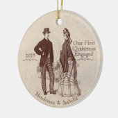 Ons eerste verloofde echtpaar keramisch ornament (Links)