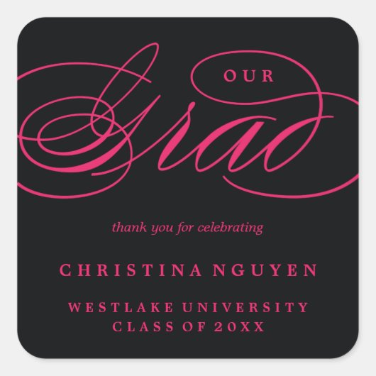 ONS ELEGANTE SCRIPT AFSTUDEERDER | DANK U STICKER (Voorkant)