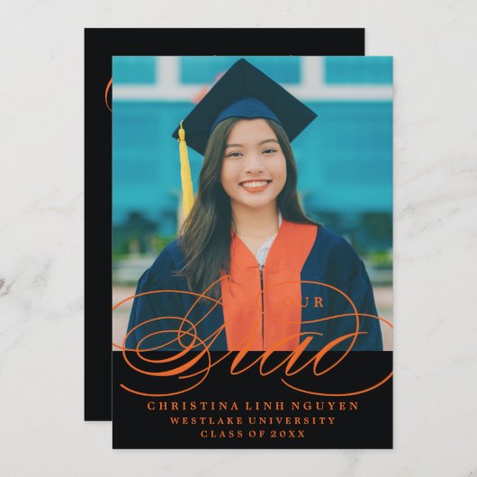 ONS ELEGANTE SCRIPT AFSTUDEERDER | UITNODIGING VOO (Voorkant / Achterkant)