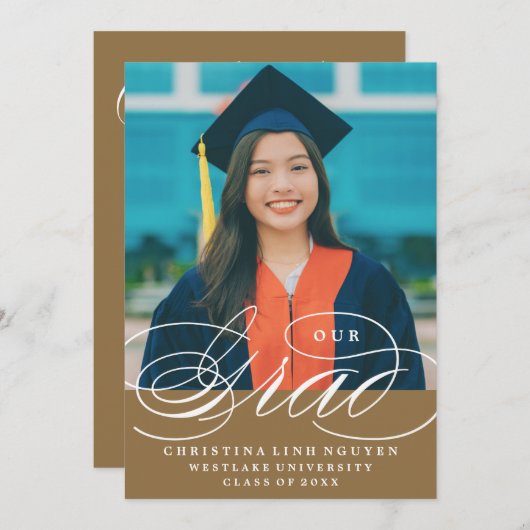 ONS ELEGANTE SCRIPT AFSTUDEERDER | UITNODIGING VOO (Voorkant / Achterkant)