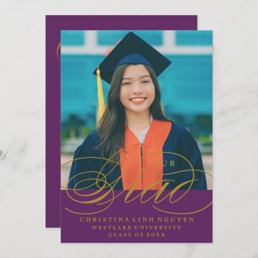 ONS ELEGANTE SCRIPT AFSTUDEERDER | UITNODIGING VOO (Voorkant / Achterkant)