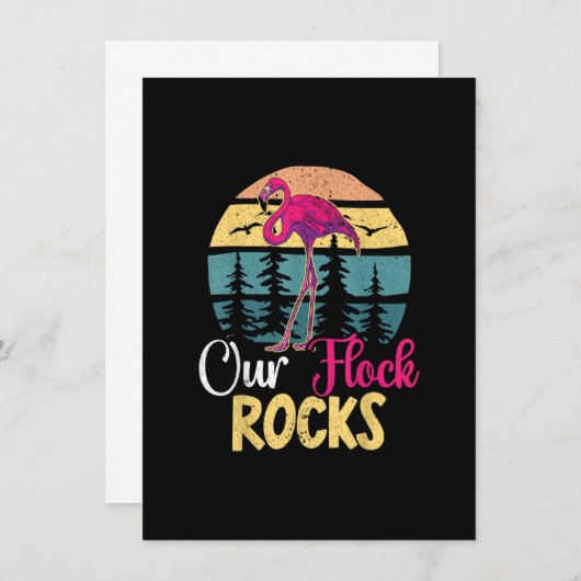 Ons Flock Rocks-ontwerp voor Flamingo Matching Fam Kaart (Voorkant / Achterkant)