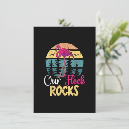 Ons Flock Rocks-ontwerp voor Flamingo Matching Fam Kaart (Staand voorkant)