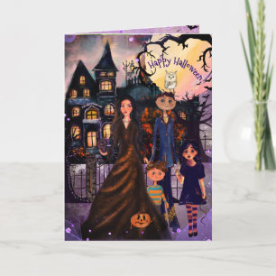 Ons Geheime Huis Monster Familie Halloween Kaart