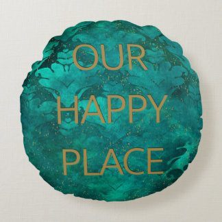 Ons Happy Place Emerald Damask Sierkussen Rond Kussen