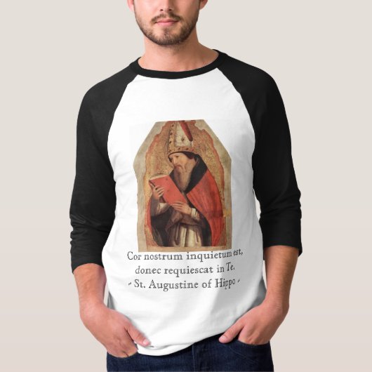 Ons hart is rusteloos St. Augustinus shirt, Latijn T-shirt (Voorkant)