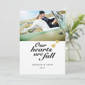 Ons hart is volledig 2 Fotobruiloft Hartelijk dank Bedankkaart (Staand voorkant)
