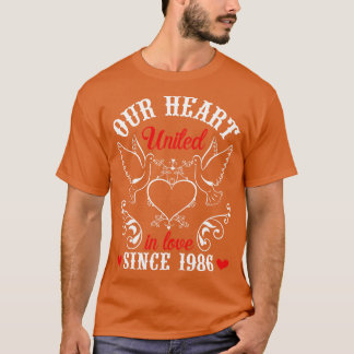 Ons hart verenigd in liefde sinds 1986 Happy Weddi T-shirt