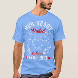 Ons hart verenigd in liefde sinds 1992 Happy Weddi T-shirt