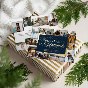Ons jaar in beeld Familie foto's Kerstmis Folie Feestdagenkaart
