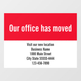Ons kantoor is verhuisd Rood Witte Verhuisbericht Raamsticker