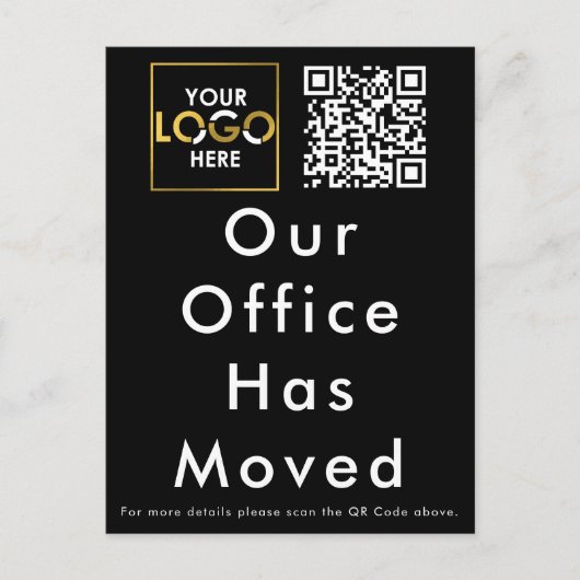Ons kantoor is verhuisd Zakelijk logo QR-code Briefkaart (Voorkant)