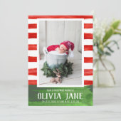 Ons Kerstwonder Pasgeboren Foto Rode Streep Aankondiging (Staand voorkant)