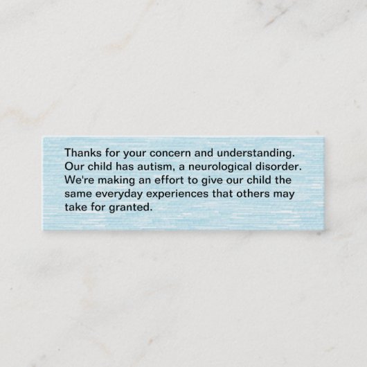 Ons kind heeft autisme - kaart contactkaartje (Voorkant)