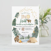 Ons kleine Beer is twee Wild Birthday Uitnodiging (Staand voorkant)