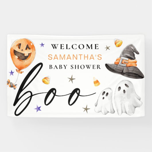 Ons kleine boe is een Halloween Baby shower Spandoek (Horizontaal)