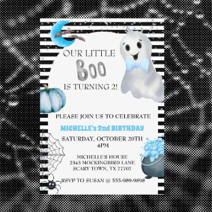 Ons kleine Boo Cute Ghost Blue Birthday feest Kaart