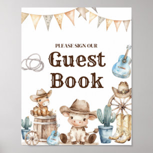 Ons kleine Cowboy Wild West Baby shower gastenboek Poster