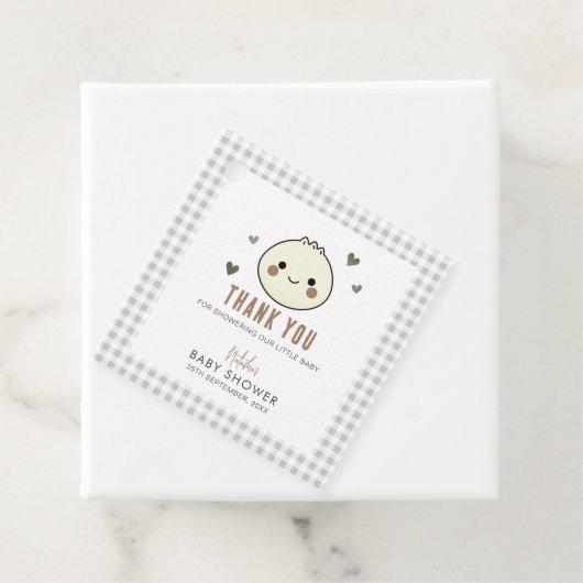 Ons kleine Dumpling Genderneutraal Baby shower Bedankjes Labels (In situ)