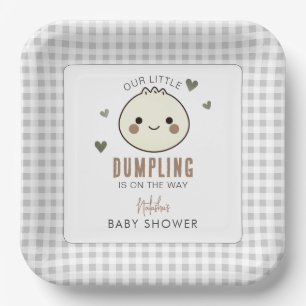 Ons kleine Dumpling Genderneutraal Baby shower Papieren Bordje