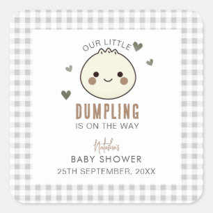 Ons kleine Dumpling Genderneutraal Baby shower Vierkante Sticker