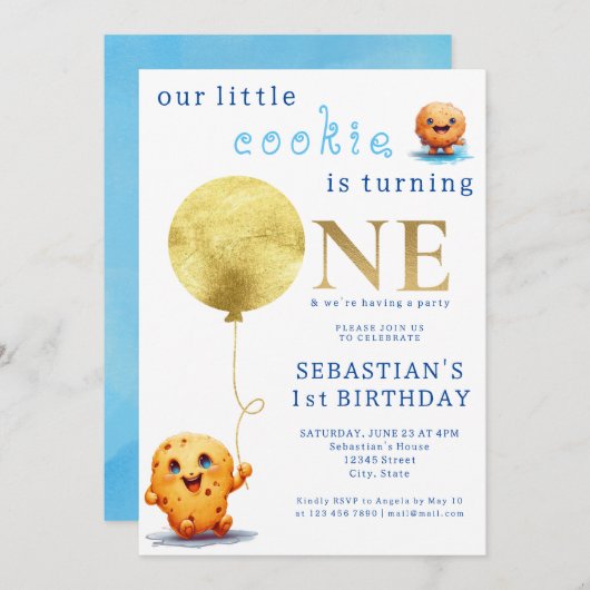 Ons kleine koekje wordt een leuke 1e verjaardag kaart (Voorkant / Achterkant)