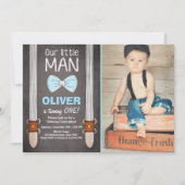 Ons kleine Man Verjaardag Uitnodiging Jongen Bow S (Voorkant)