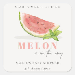 Ons kleine Melon Waterverf Rode Baby shower Vierkante Sticker