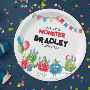 Ons kleine monster Foto Verjaardagsfeest Papieren Bordje