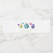 Ons kleine monster | Kleurrijke drie monsters Waterfles Etiket (Enkel label)