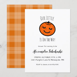 Ons kleine pompoengeslachtsneutraal Baby shower Kaart