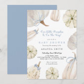 Ons kleine pompoenjongen Blue Bow Rustisch Baby sh Kaart (Voorkant / Achterkant)