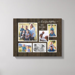 Ons kleinkinderen gezin 6 Foto Collage Script Canvas Afdruk