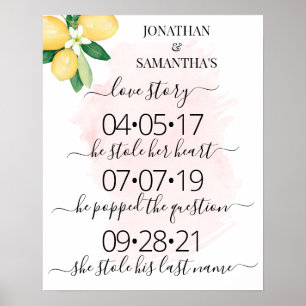 Ons liefdesverhaal Beste dag Lemons Roze bruiloft Poster