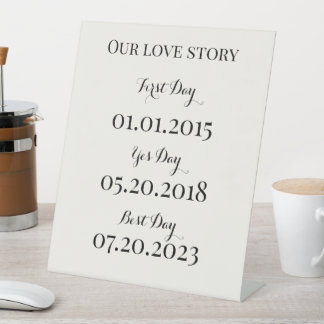 Ons liefdesverhaal bruiloft Pedestal Sign Reclamebord Met Voetstuk