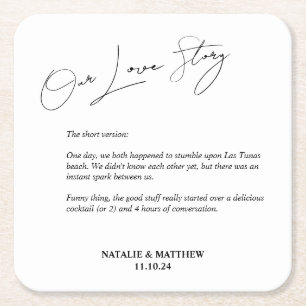 Ons Liefdesverhaal Bruiloft Servetten Vierkante Kartonnen Onderzetter