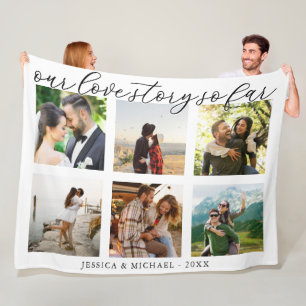Ons liefdesverhaal Fotocollage bruiloft Jubileum Fleece Deken