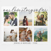 Ons liefdesverhaal Fotocollage bruiloft Jubileum Fleece Deken (Voorkant (Horizontaal))
