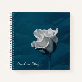 Ons liefdesverhaal Quote White Rose Blue Journal Notitieboek