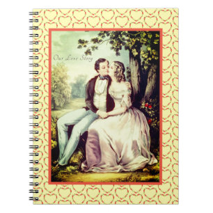 Ons liefdesverhaal Romantic Couple Custom Keepslag Notitieboek