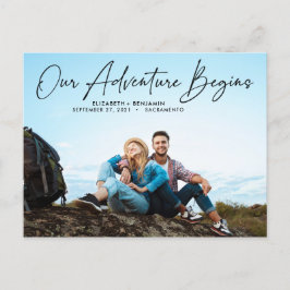 Ons moderne avontuur begint Foto Save the Date Briefkaart