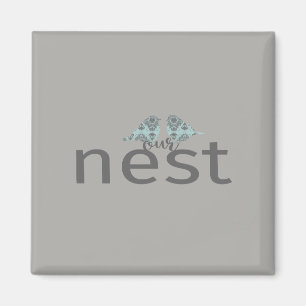 Ons Nest Tekst Met Twee Vogels Magneet
