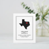 Ons nieuwe adres in TX | Markeer je stad W/hart Briefkaart (Staand voorkant)