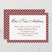 Ons nieuwe adres w / Bourgondië en witte stippen Informatiekaartje (Voorkant / Achterkant)