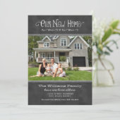 Ons nieuwe Home Rustic Black Chalkboard-fotostatio Aankondiging (Staand voorkant)