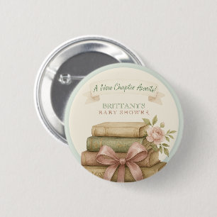 Ons nieuwe hoofdstuk wacht op Pink Bow Baby shower Ronde Button 5,7 Cm